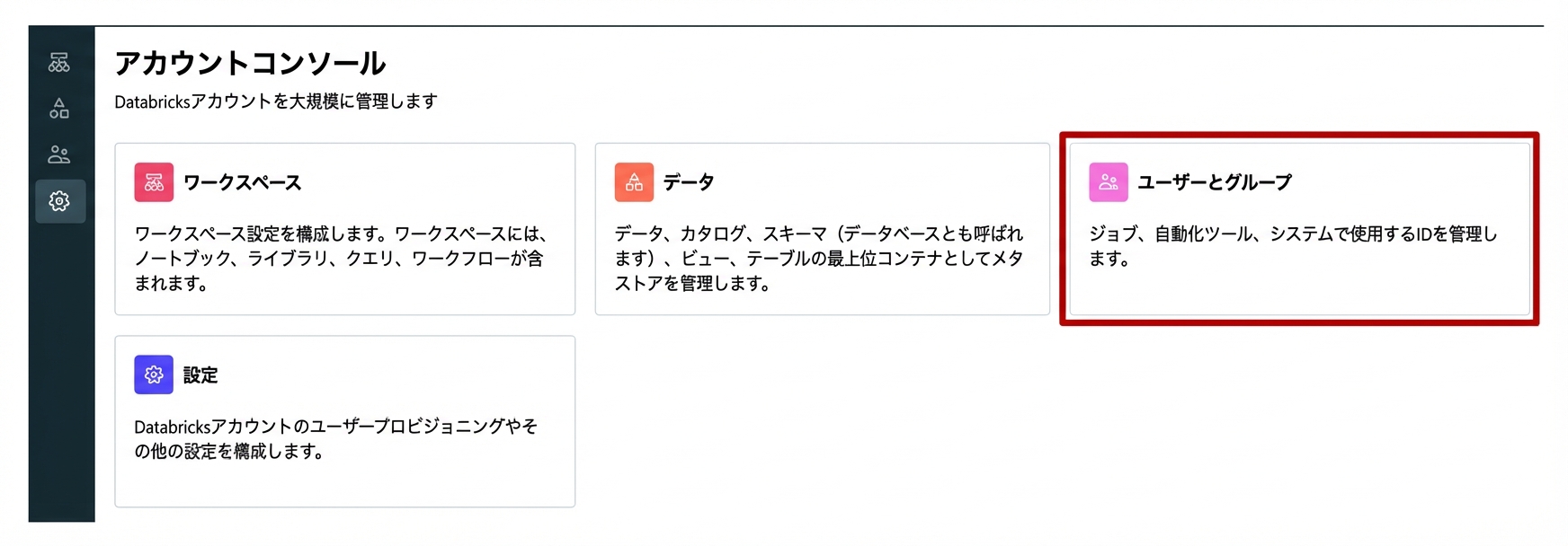 アカウントコンソールのユーザー