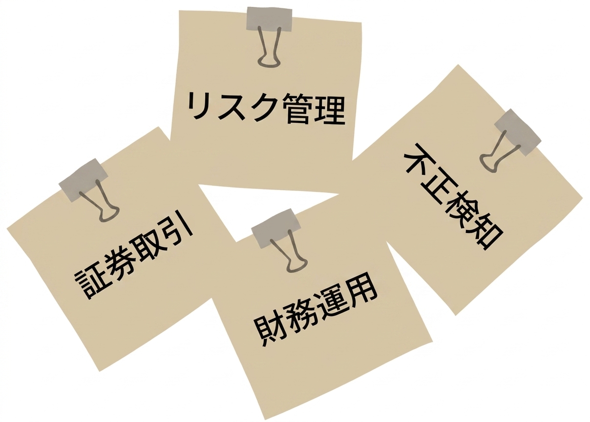 金融サービス業界が通常どのようにAIを活用するかを示す付箋メモ