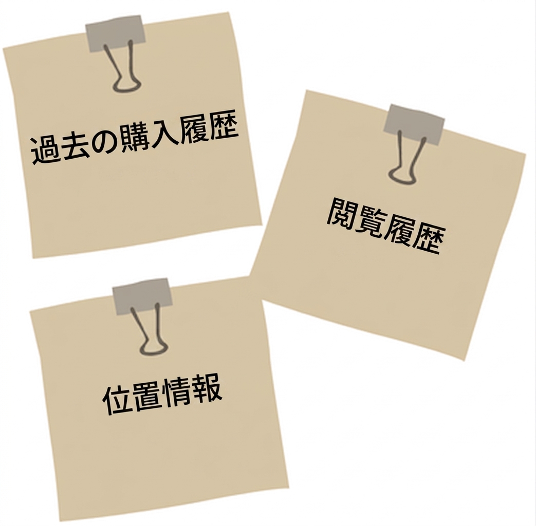 営業用 AI モデルが使く要素を示す付箋メモ