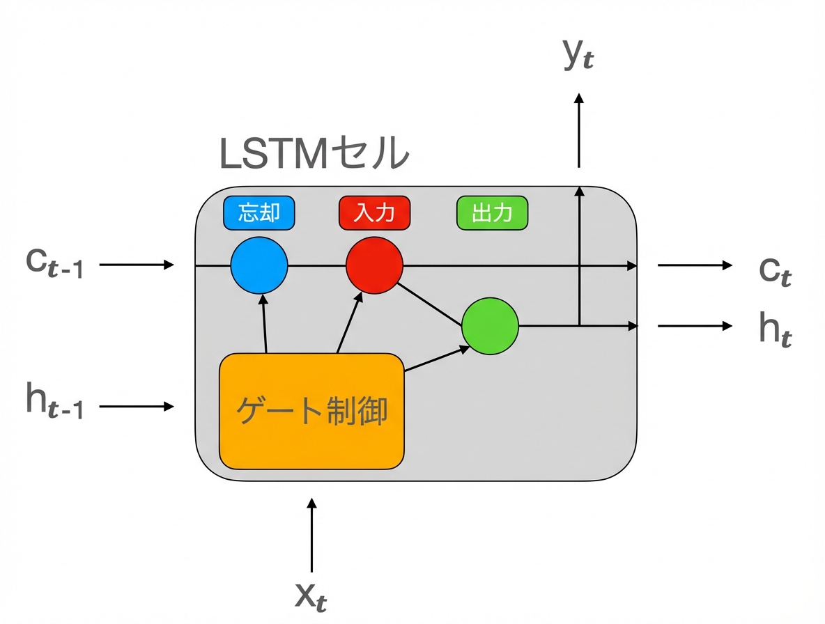 LSTM セルの模式図。