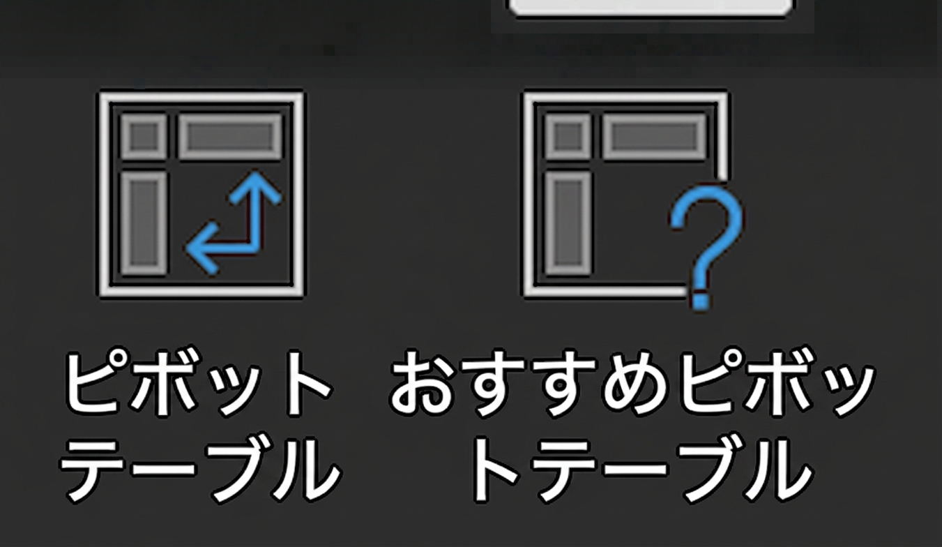 Excel の挿入メニューにある 2 つのピボットテーブル ボタン