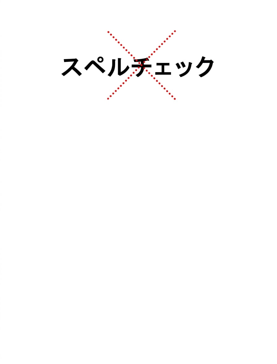 スペルチェック。