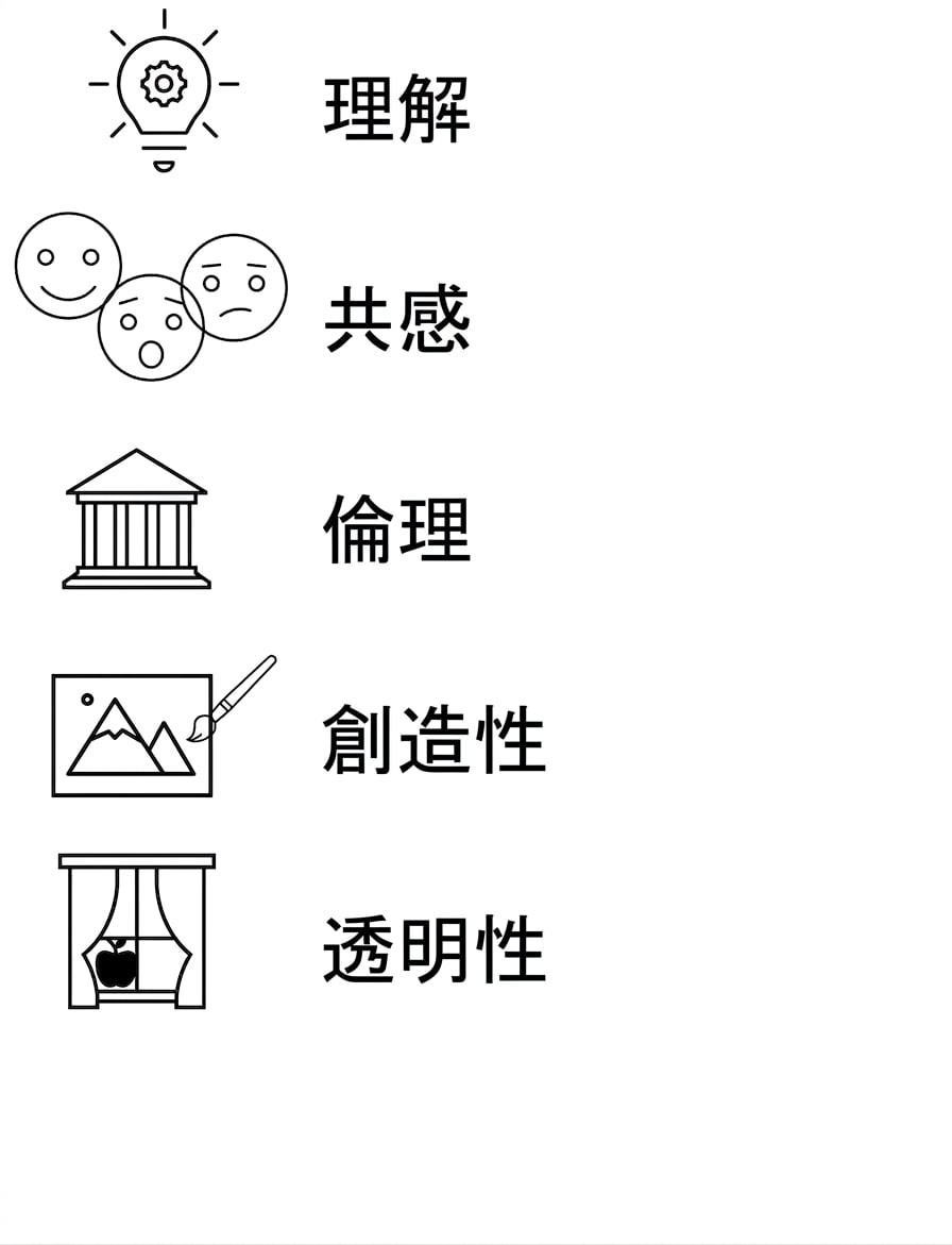 理解。共感。倫理。創造性。透明性。