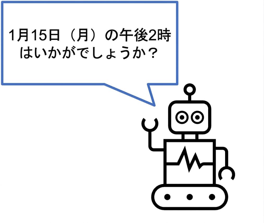 チャットボットが時間を提案しています。