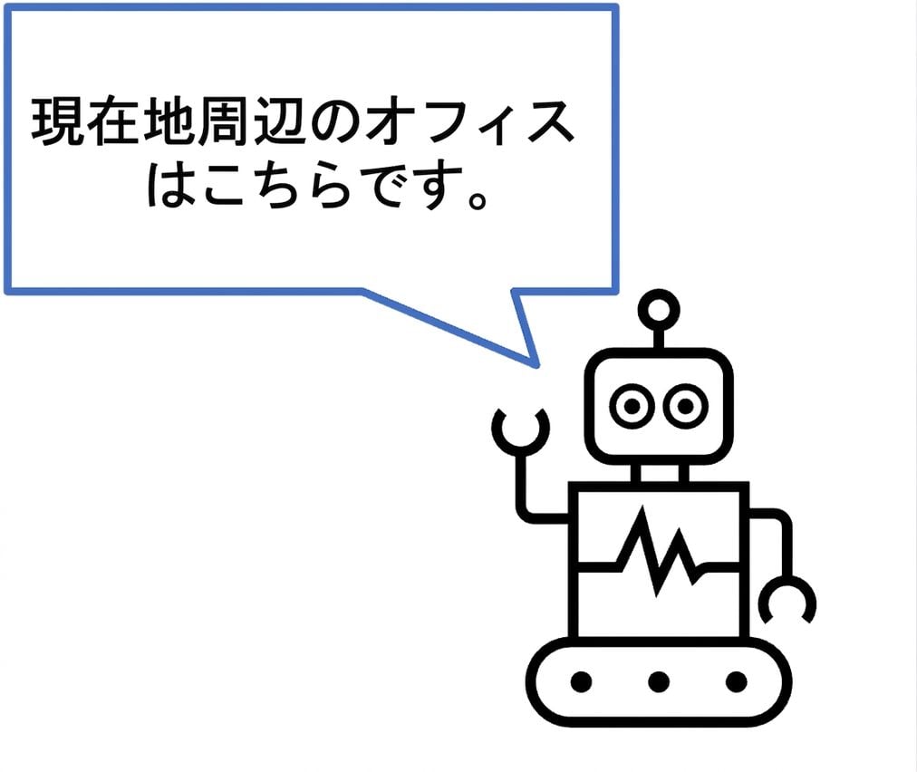 チャットボットが場所を提案している。