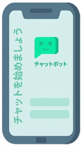 スマートフォン上のチャットボットを表すアイコン。