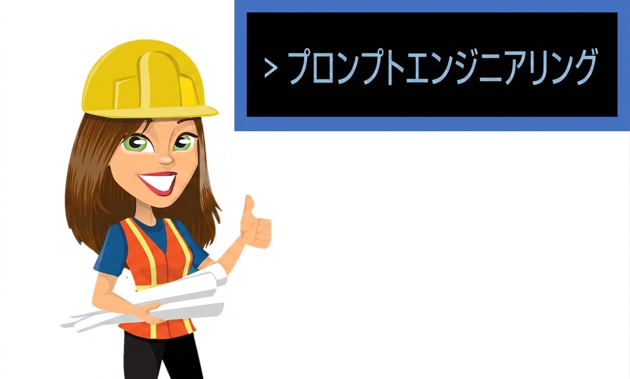プロンプトエンジニアリングの用語を説明するエンジニアの画像。
