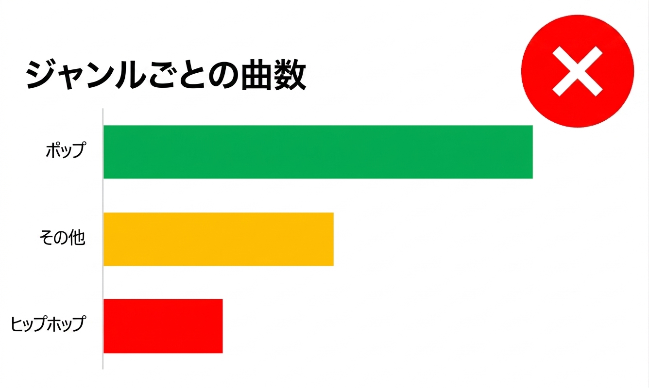 各棒が異なる色で表示されている棒グラフの例