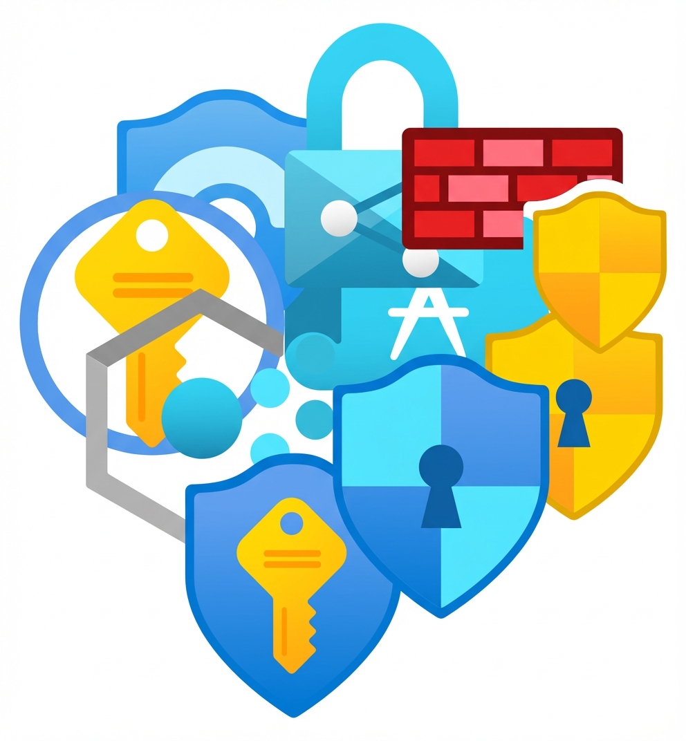 複数の Azure サービスのロゴを組み合わせた画像
