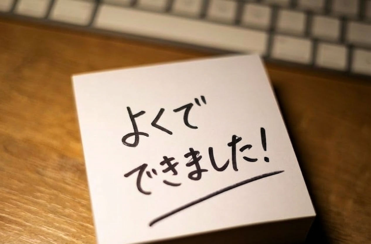 「well done」と書かれたカードの画像