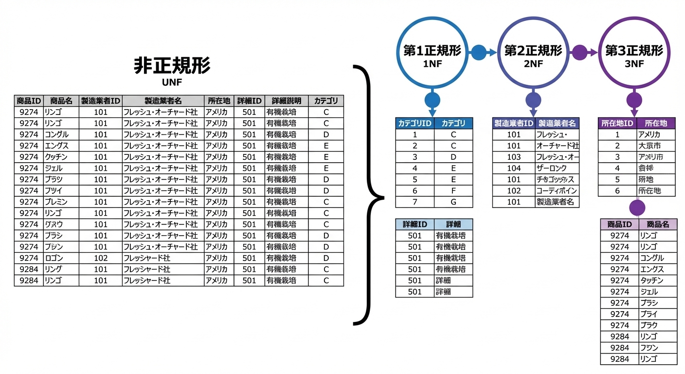 Allproducts データ、UNFから3NFへ