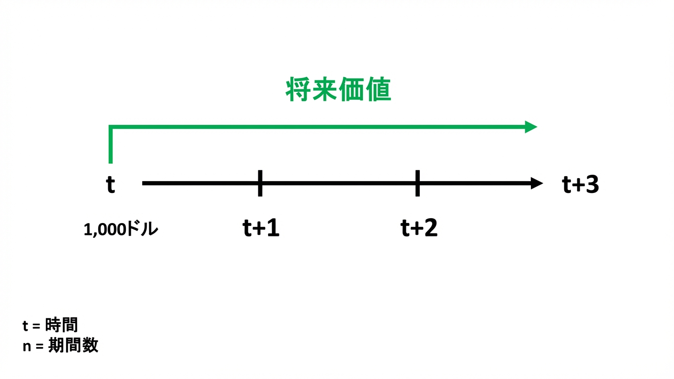 タイムラインでの将来価値計算の例