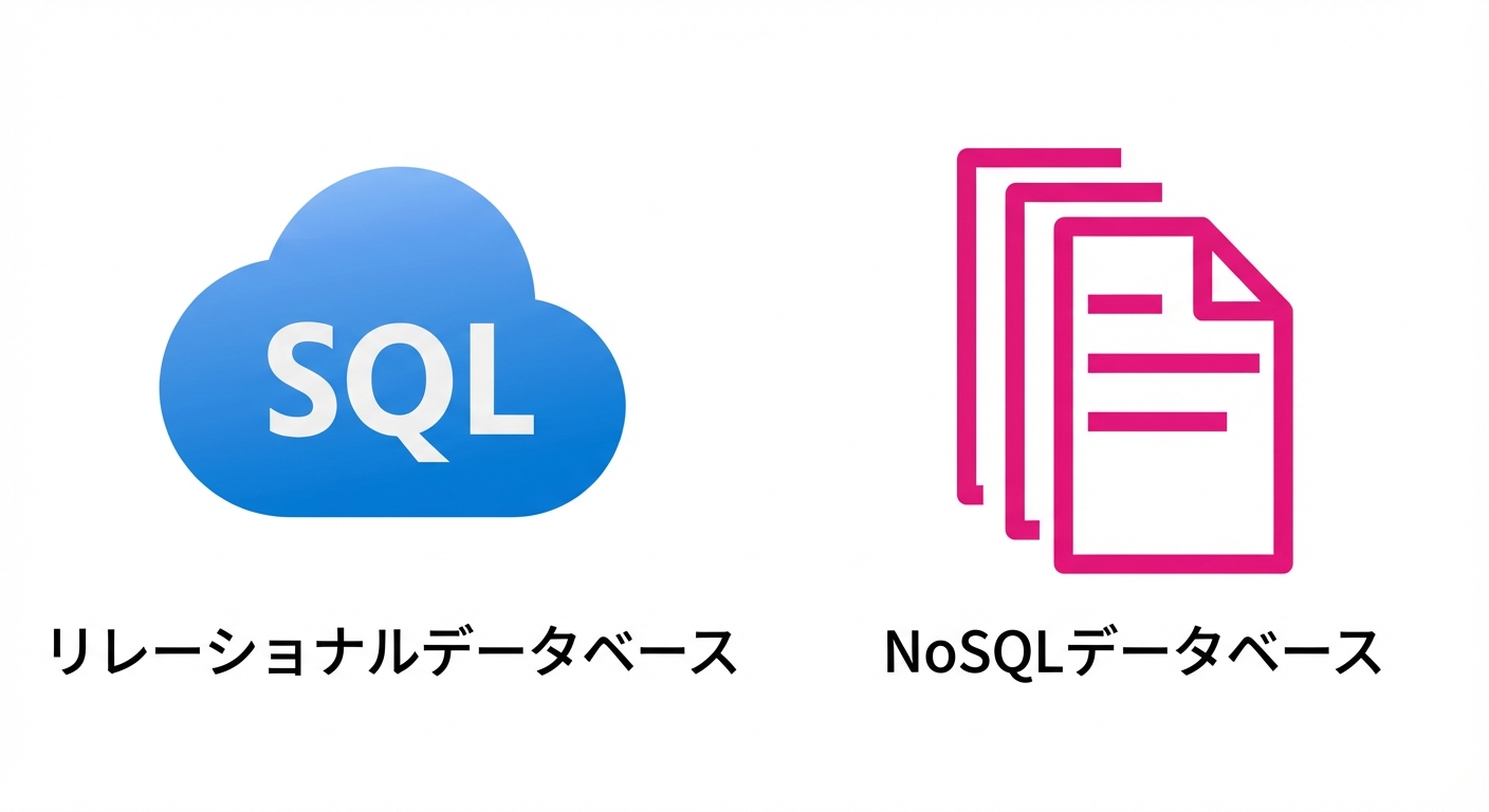 リレーショナルと NoSQL データベースのアイコン。