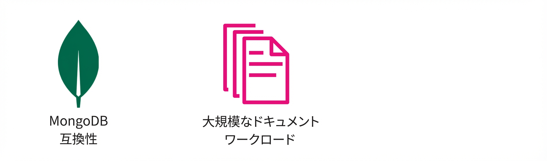 MongoDB と大規模ドキュメント処理のアイコン。