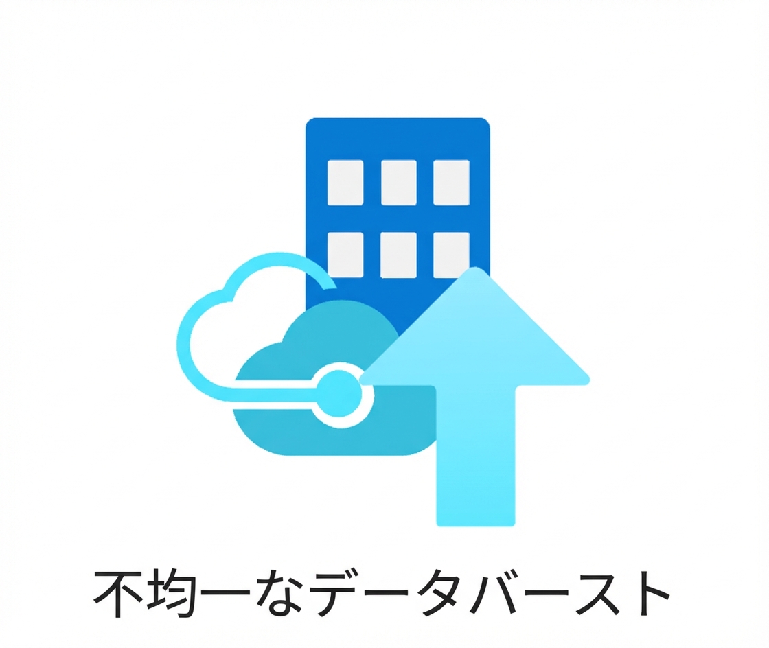 不均一なデータバーストを示すアイコン。