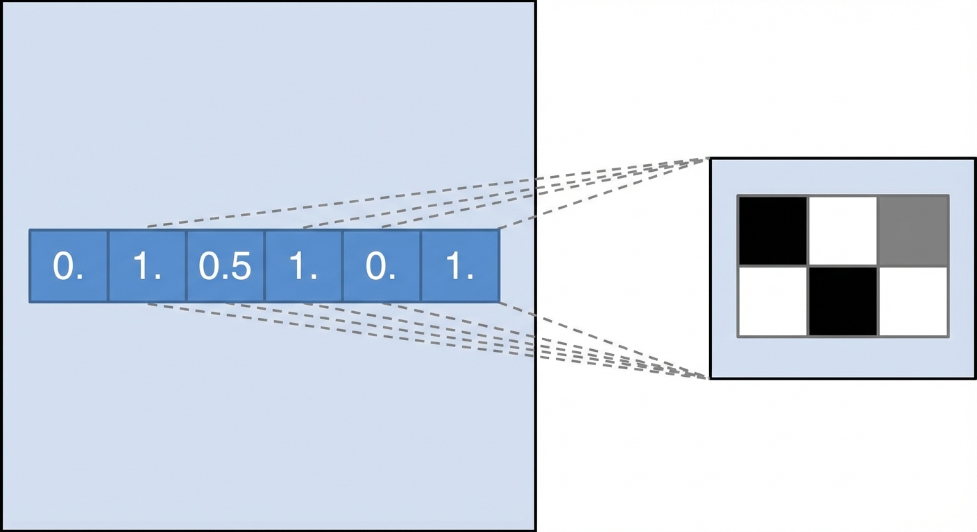 2×3ピクセル画像を表す nmf.components_ の1行