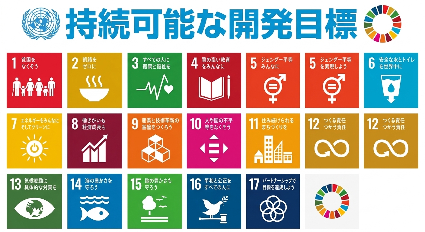 国連が公表した17のSDGsの概要