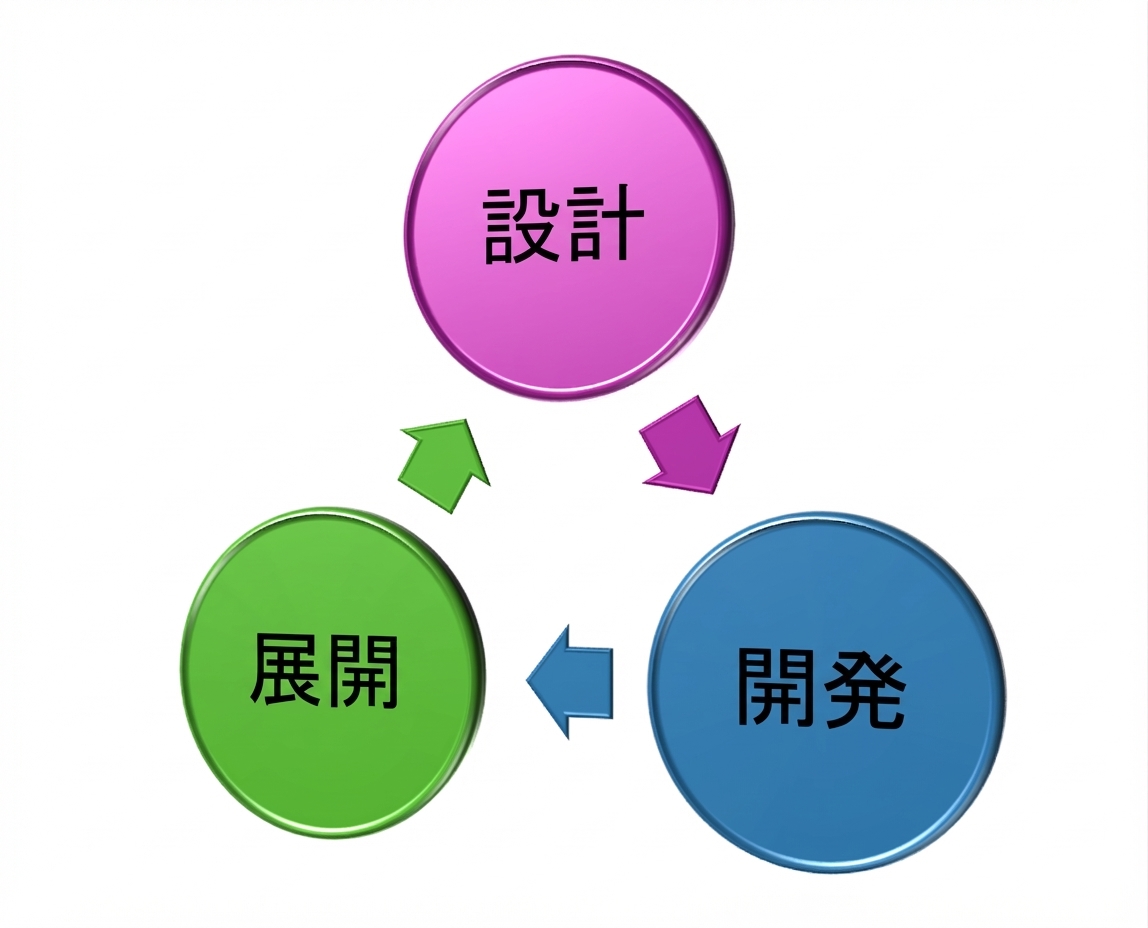設計・開発・デプロイの3要素を示す図