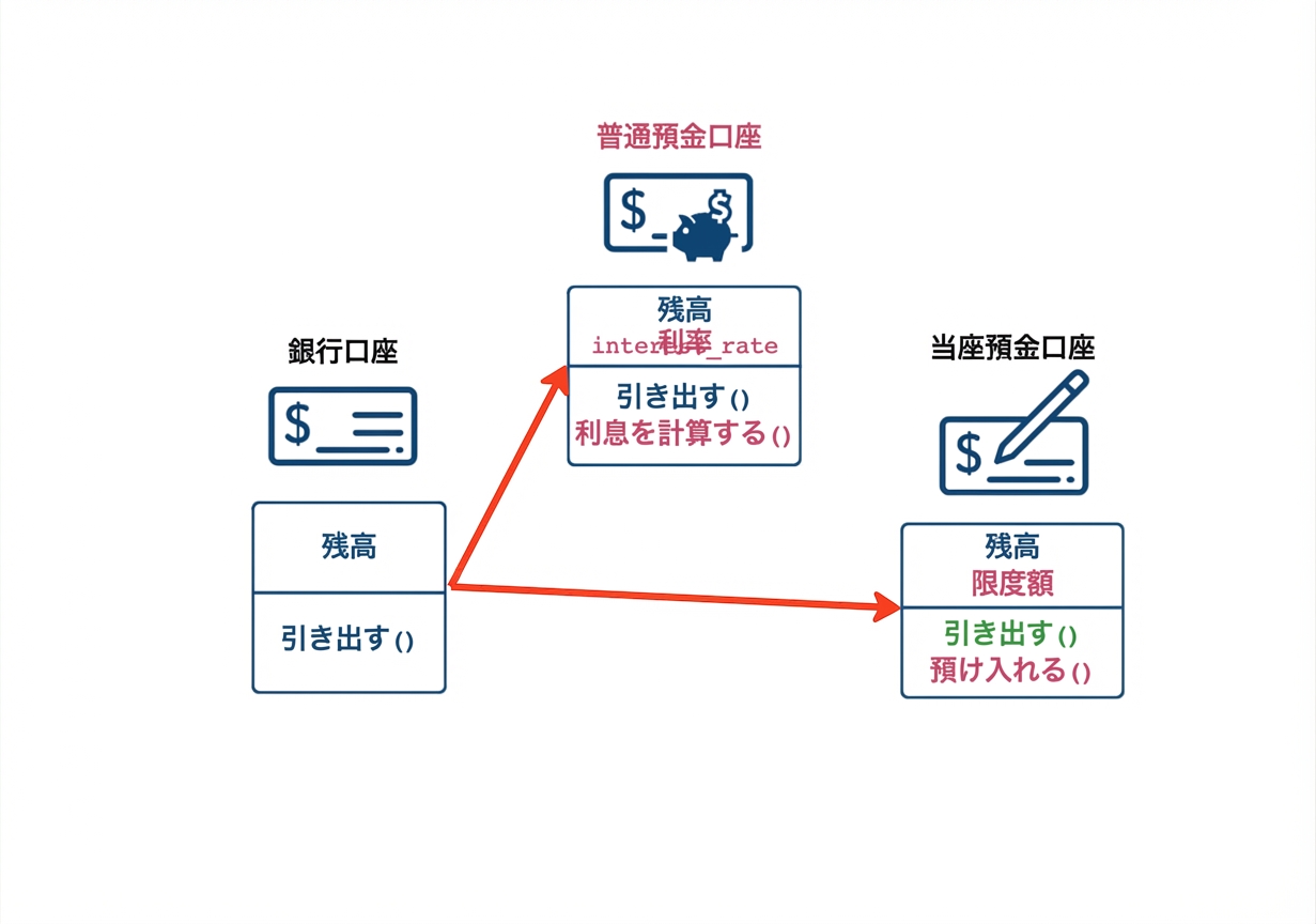 CheckingAccount も BankAccount を継承
