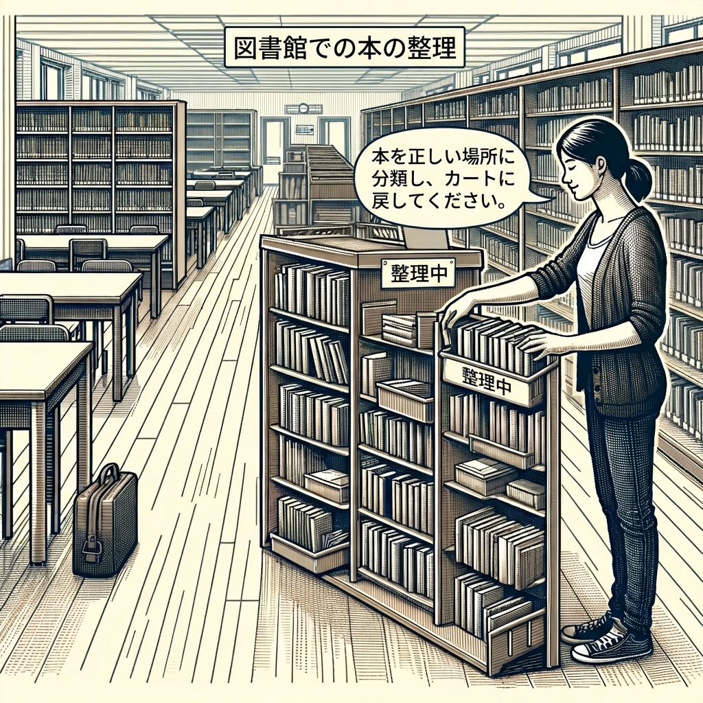 司書が本を整理する画像