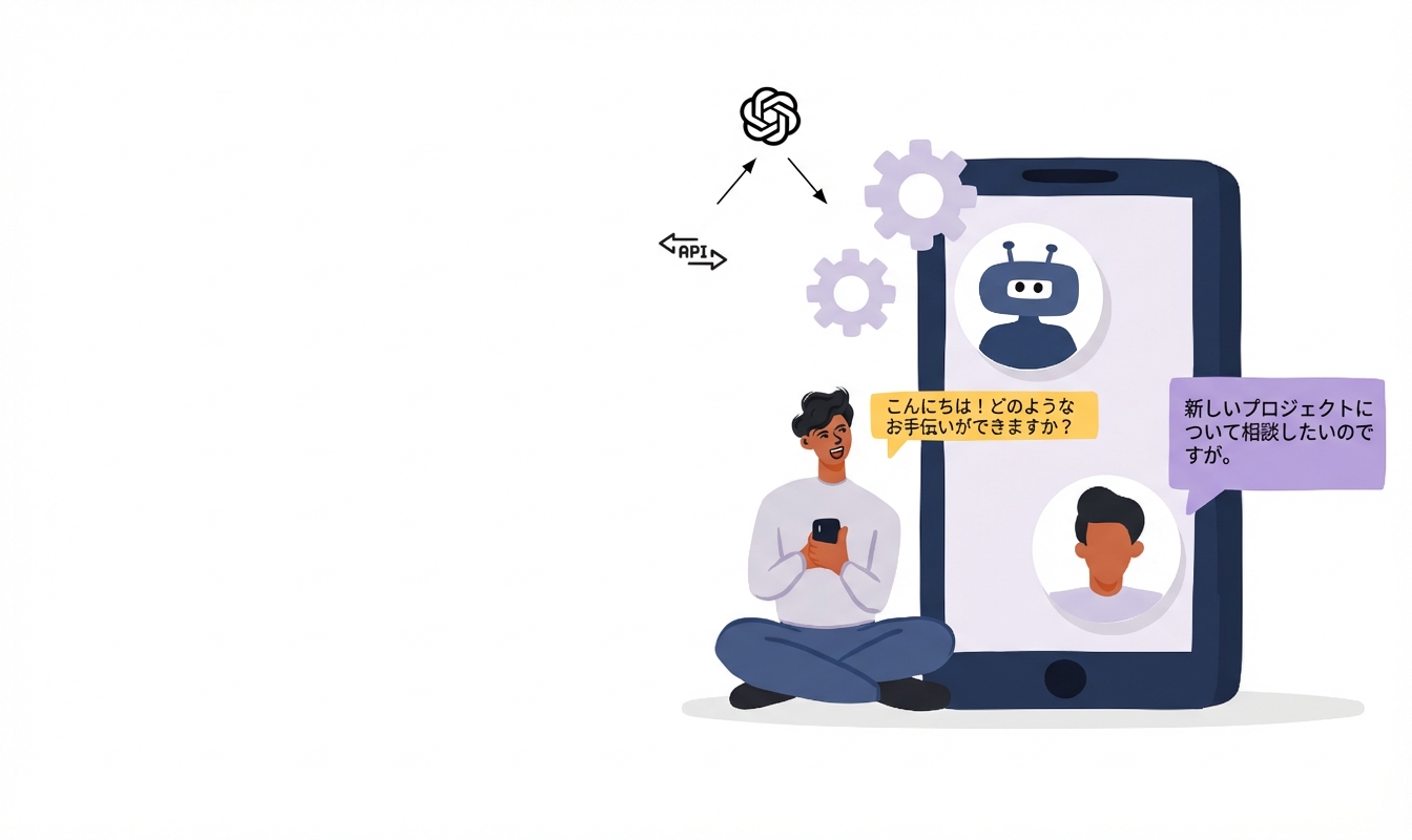 OpenAI APIで構築されたAIアプリケーションのユーザーのイラスト
