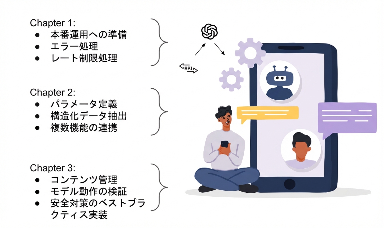 OpenAI APIで構築されたAIアプリケーションのユーザーのイラスト