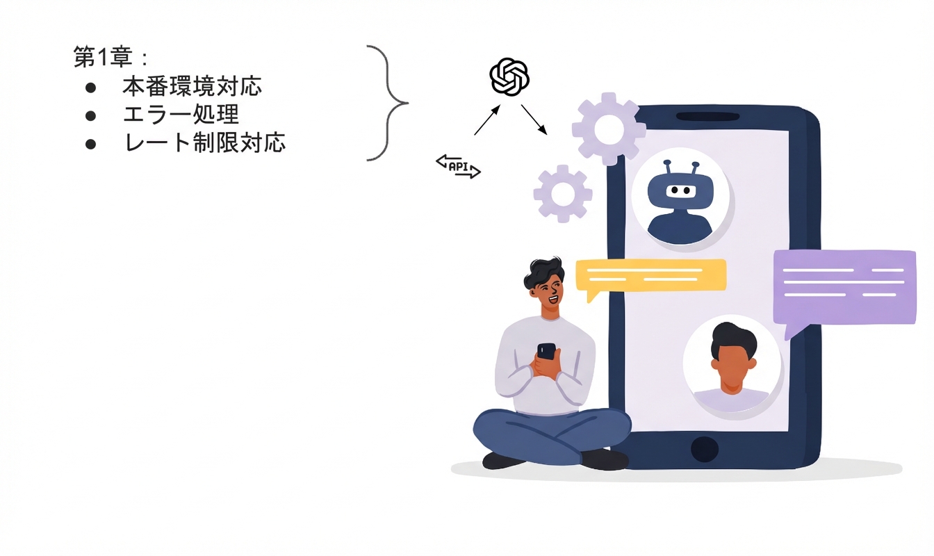 OpenAI APIで構築されたAIアプリケーションのユーザーのイラスト