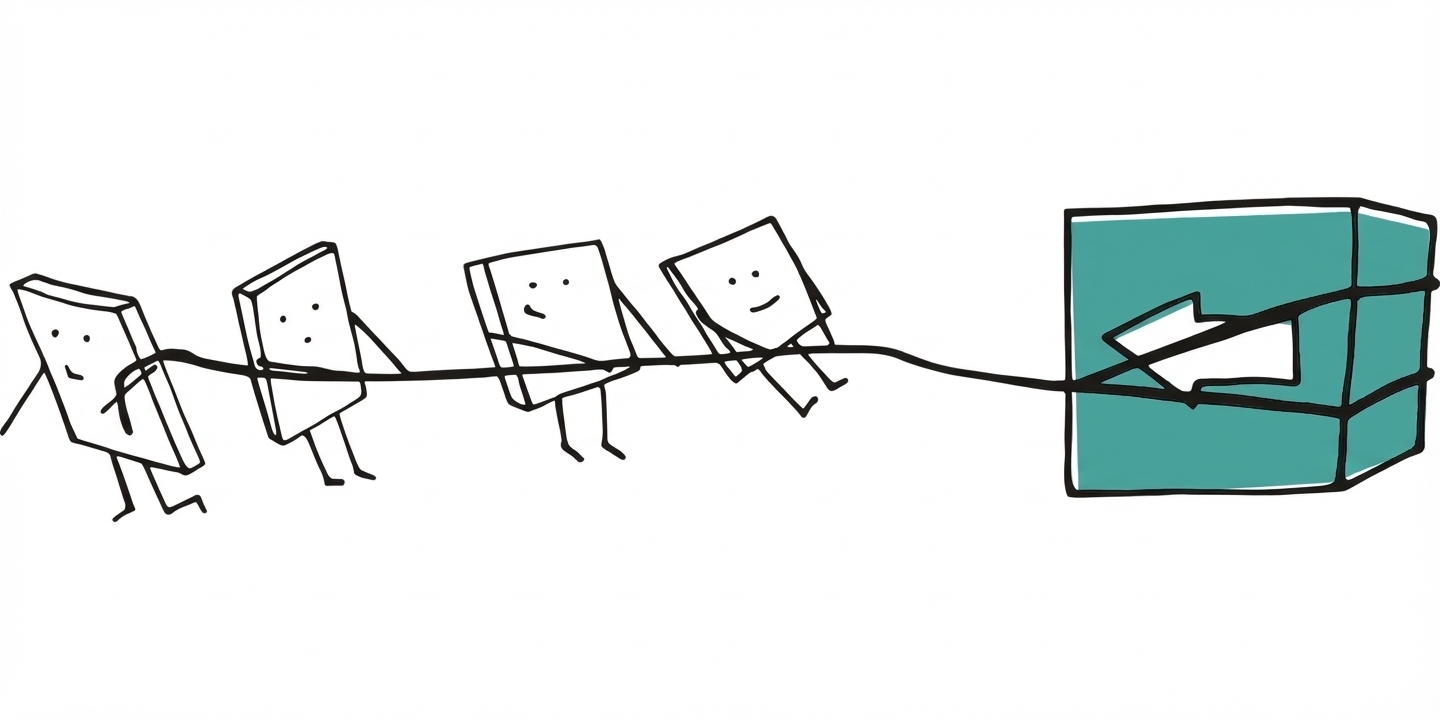 箱を運ぶキャラクターのイラスト