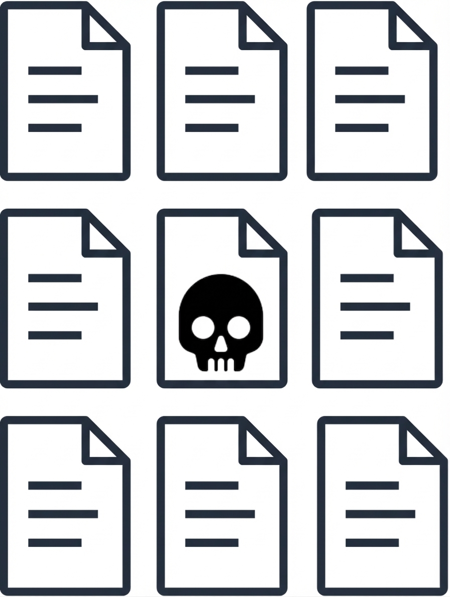 汚染されたドキュメントを含むテキスト文書のイメージ