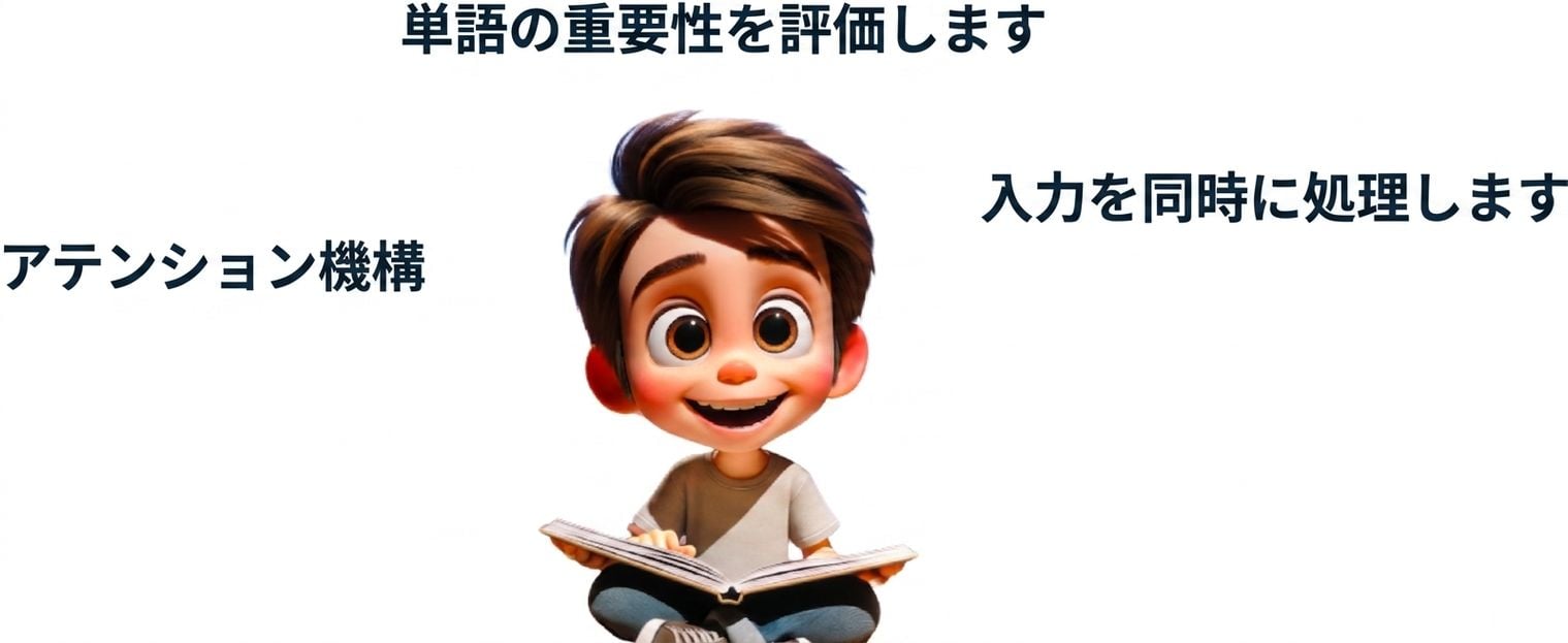 楽しそうに本を読む少年のイラスト