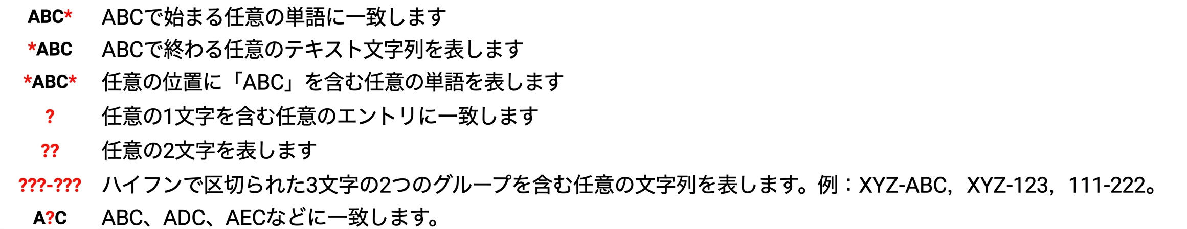 Example of several wildcards
