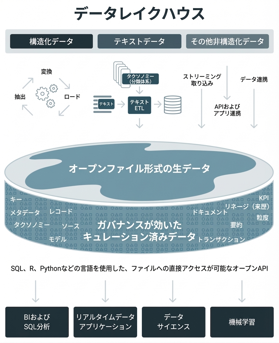 Databricks レイクハウスのハイレベル図