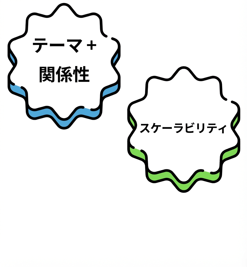 「スケーラビリティ」と書かれたバブル。