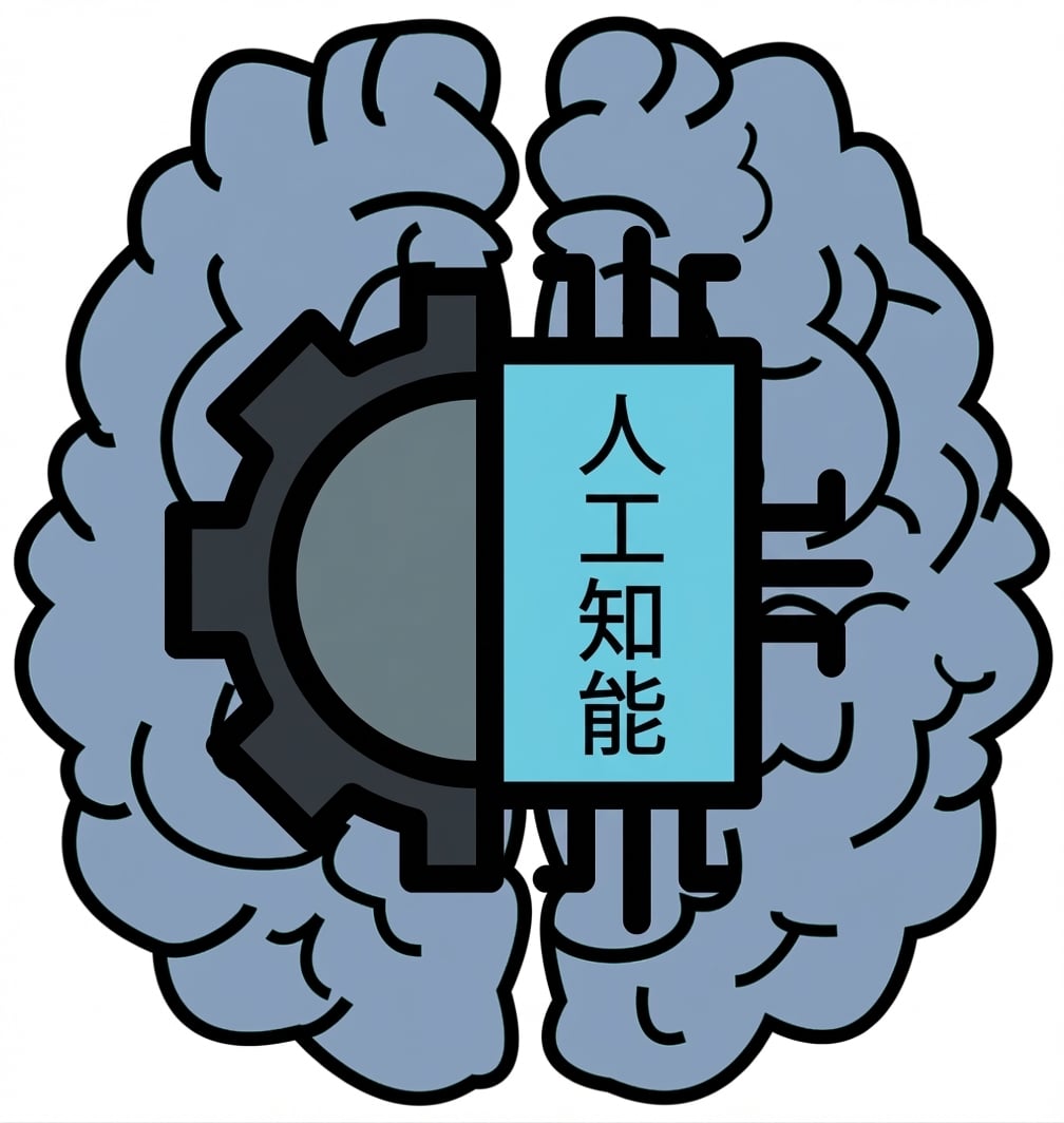 人間の脳と人工知能を組み合わせた図