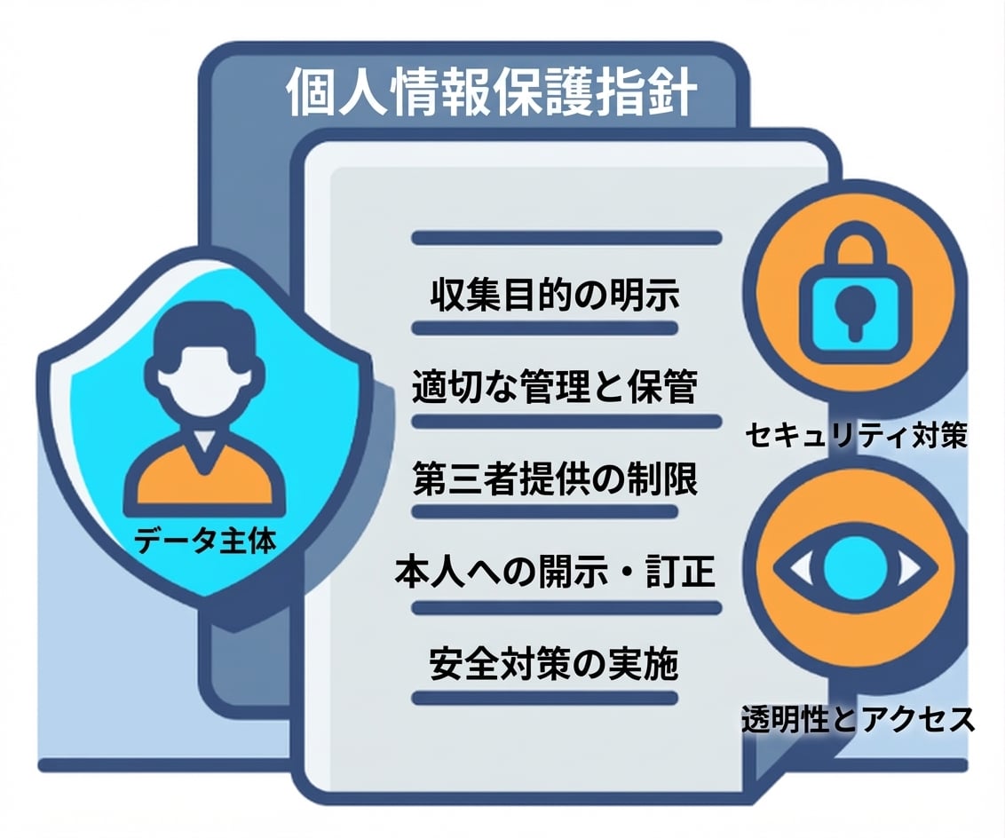 プライバシーとセキュリティを示す錠や目のシールドが付いた文書の図