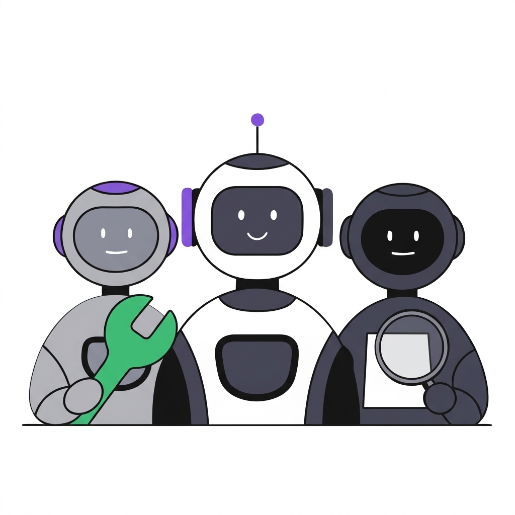 専門的なツールを持つロボットアシスタントのチーム