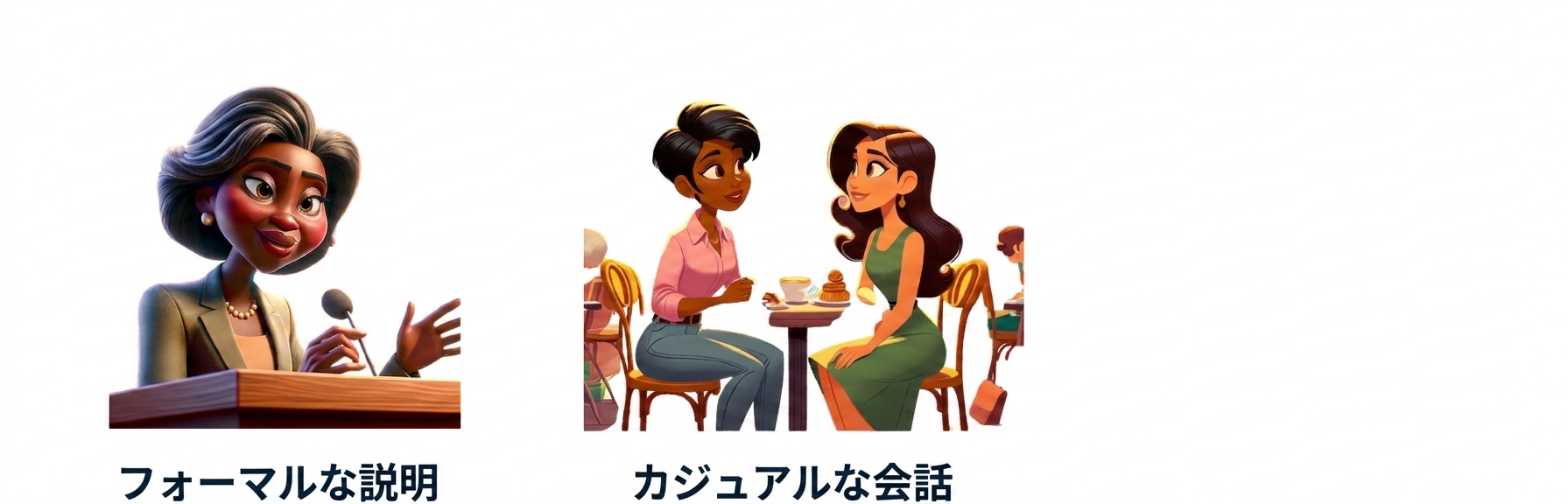 カジュアルに会話している2人