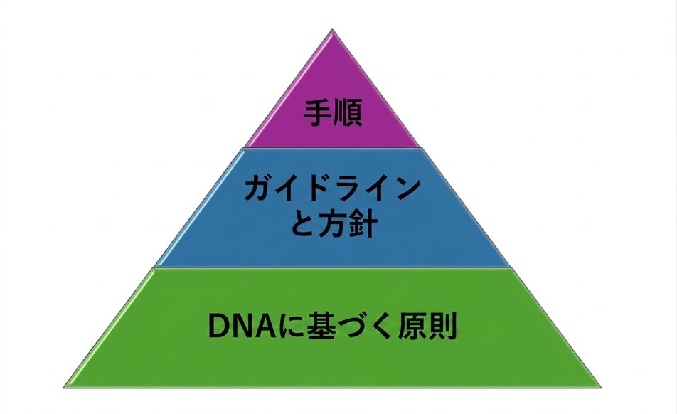 An image of a pyramid with the 3 layers