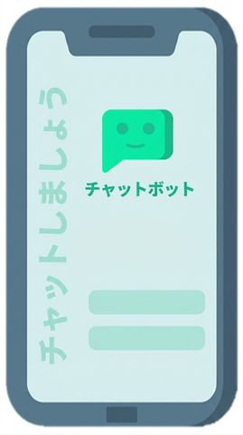 Icon representing a chatbot on a mobile phone.
