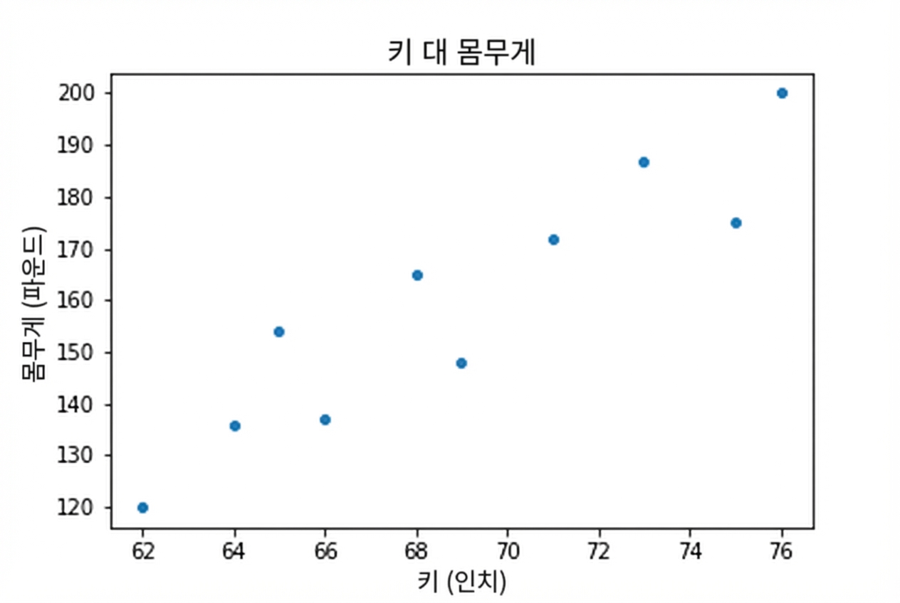 키와 몸무게 산점도