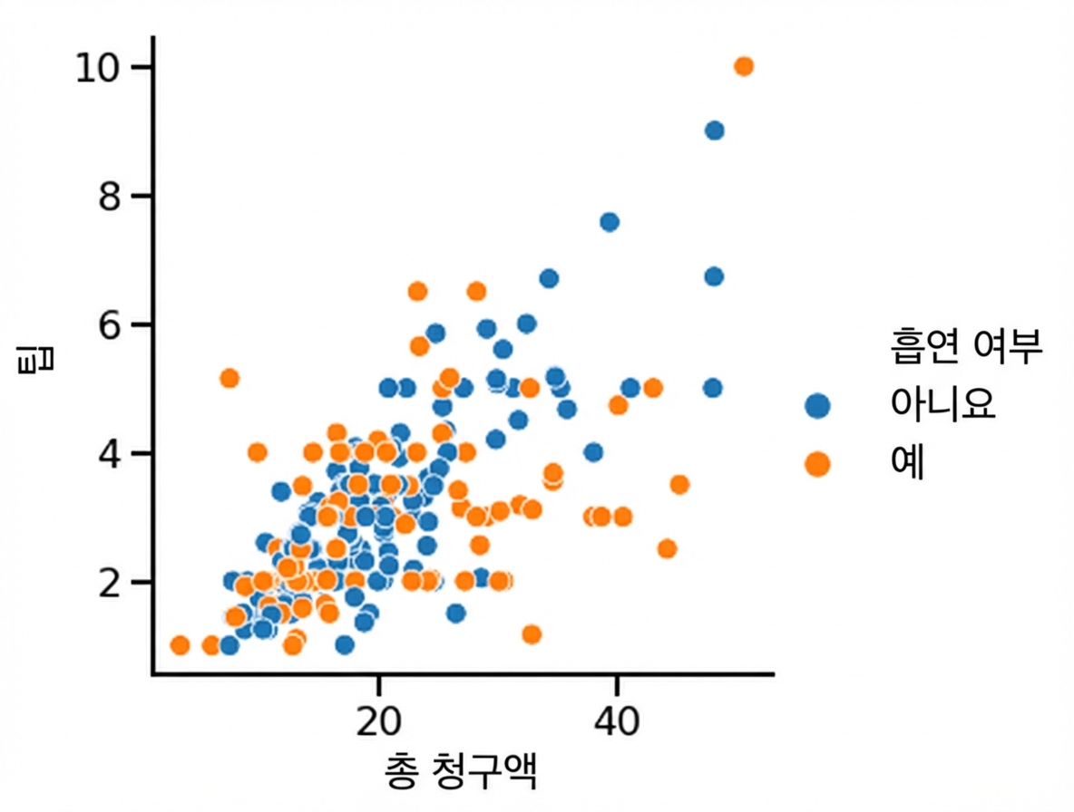 색조가 적용된 산점도
