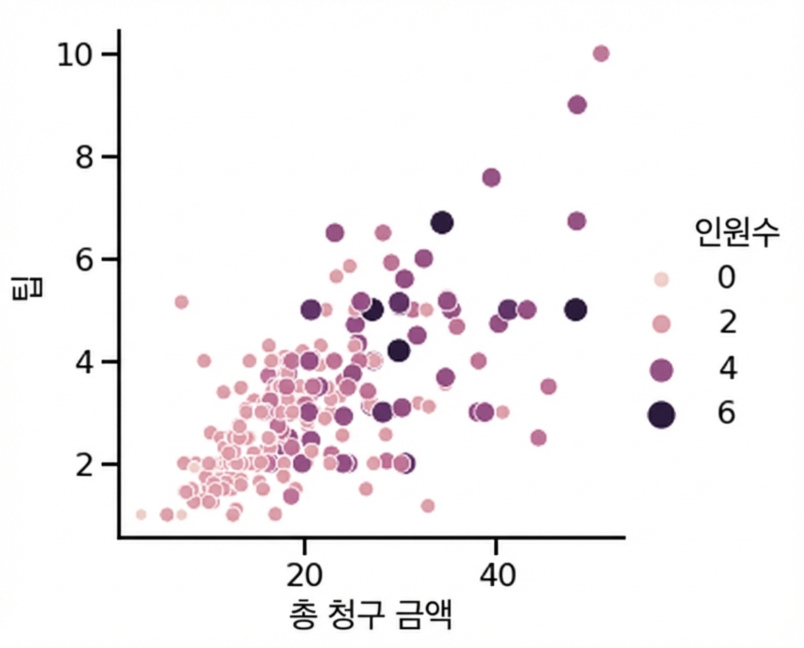 포인트 크기와 색상이 다른 산점도