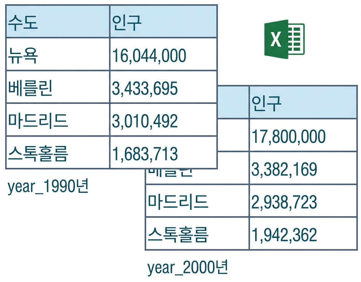 Excel 데이터 구조 예시 화면