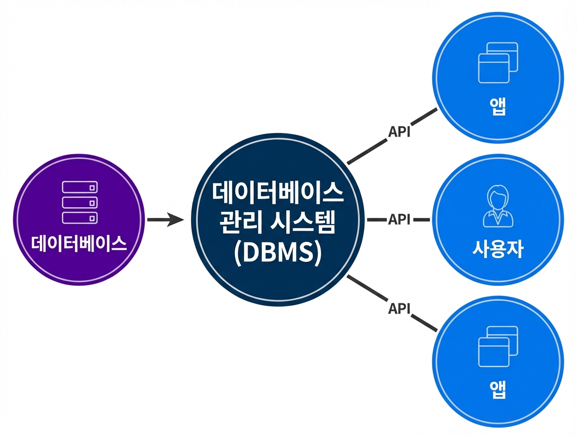 데이터베이스와 최종 사용자 간 DBMS 인터페이스 다이어그램