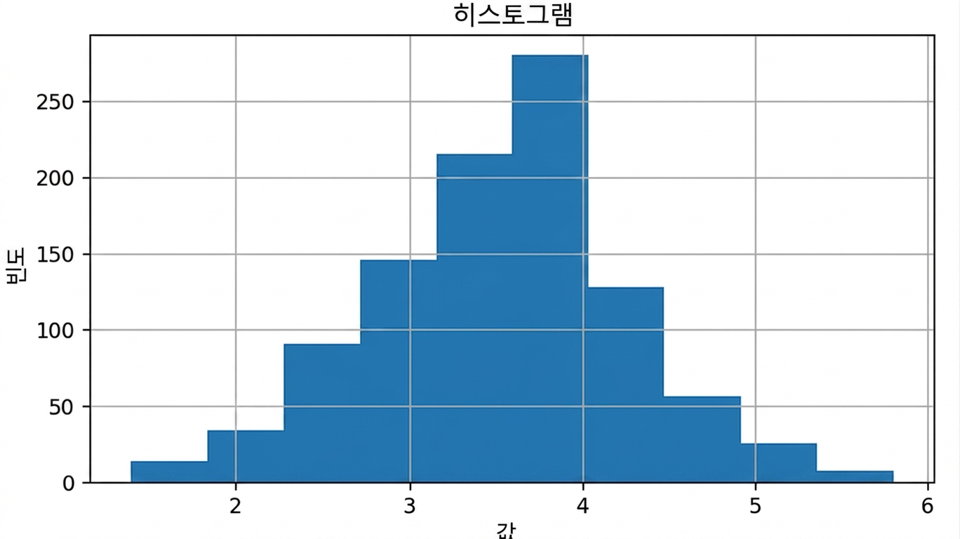 1000개 표본평균의 히스토그램