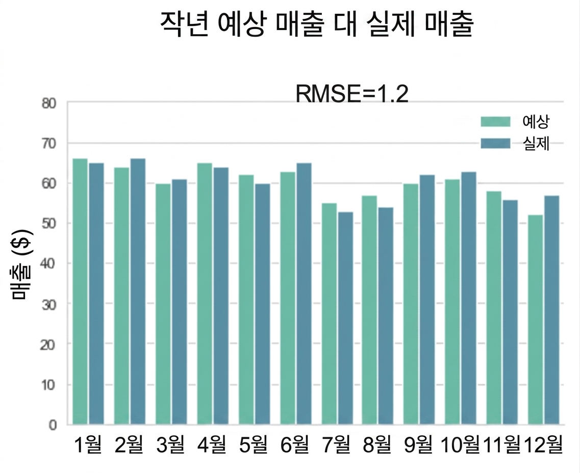 예측값과 실제값을 비교하는 막대 그래프