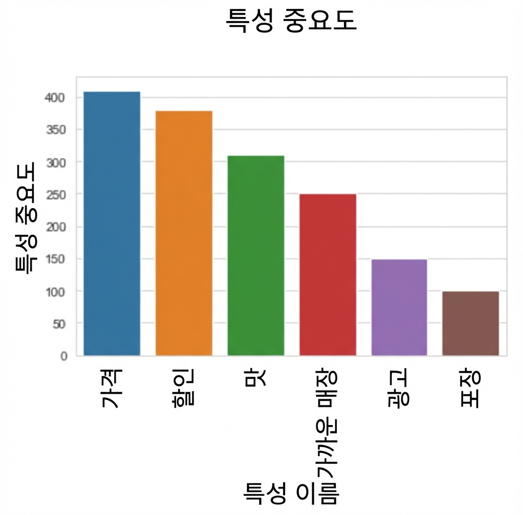 모델의 양수 피처 중요도를 나타내는 막대 그래프