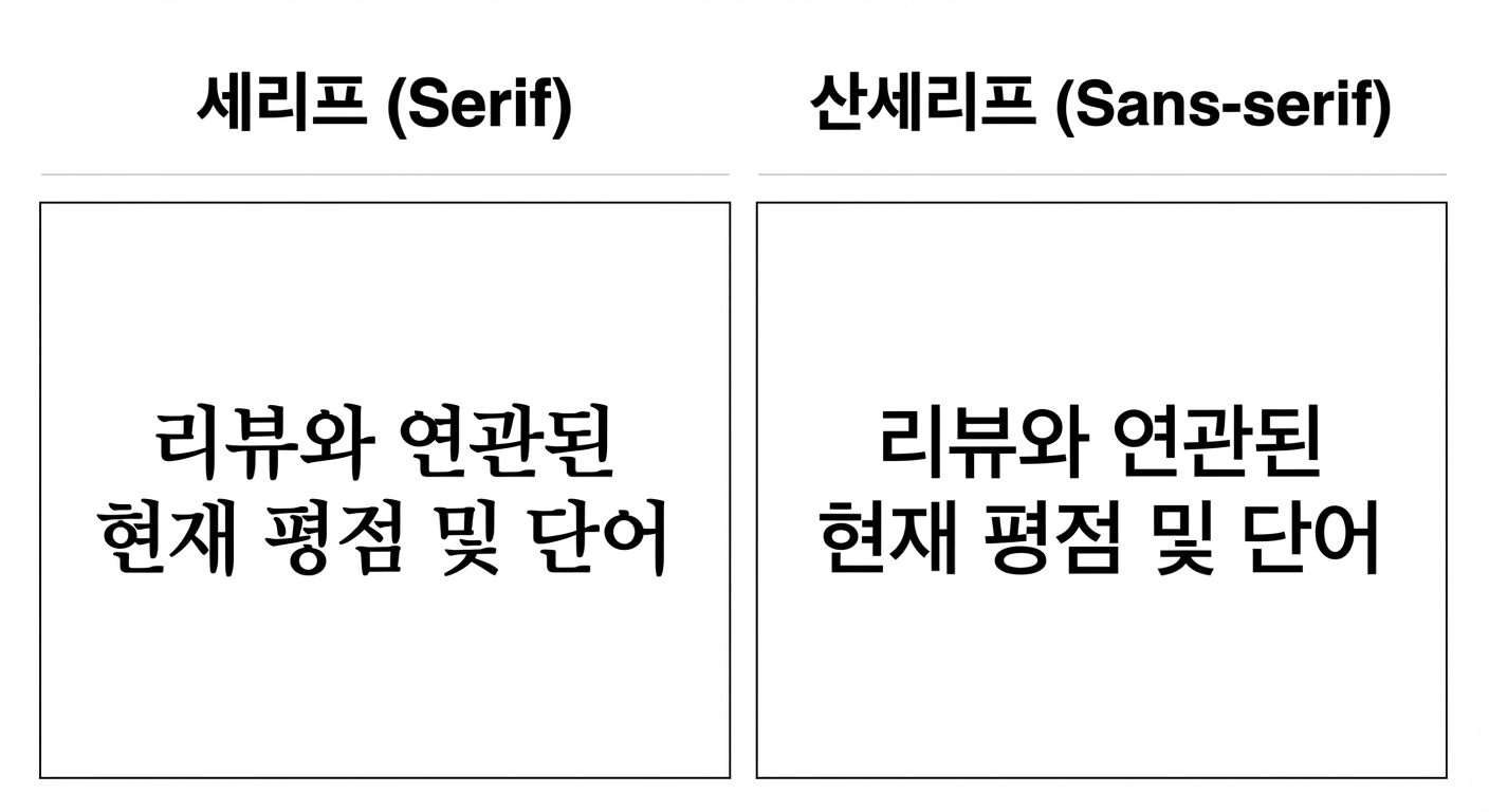 세리프와 산세리프 폰트가 적용된 슬라이드