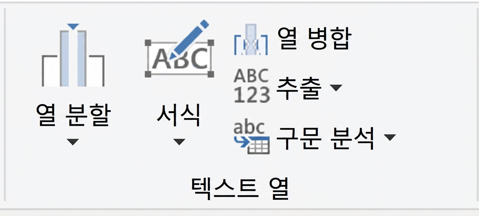 Power Query 인터페이스의 텍스트 변환 옵션을 보여주는 화면 캡처