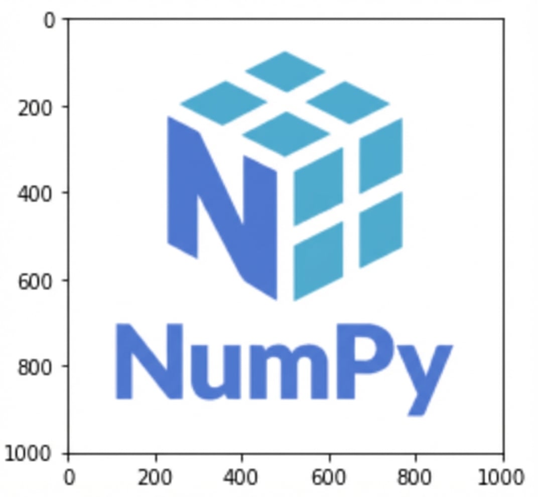 흰색 배경에 파란색 NumPy 로고 이미지